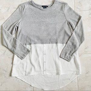 NEW Sequined Layered/Colorblock Poplin Sweater